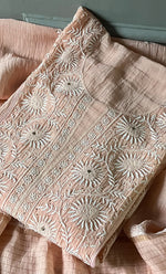 将图像加载到图库查看器中， Women&#39;s Lakhnavi Handcrafted Mul Chanderi Semi - Stitched Kurta And Dupatta Set - HONC0284753
