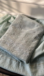 Load image into Gallery viewer, Women&#39;s Lakhnavi Handcrafted Mul Chanderi Chikankari Full Suit Material - HONC0270736
