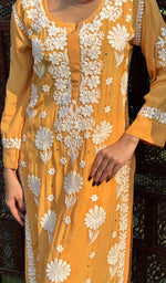 Load image into Gallery viewer, Asma Women&#39;s Lucknowi Handcrafted Crepe Chikankari Kurti- HONC0168759
