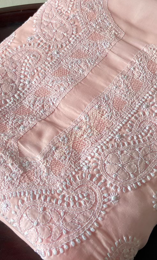 Women's Lakhnavi Handcrafted Cotton Chikankari Unstitched Kurti Fabric - HONC0318476