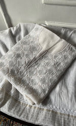 将图像加载到图库查看器中， Jazba Women's Lakhnavi Handcrafted Mul Chanderi Unstitched Kurta And Dupatta Set- HONC0332777