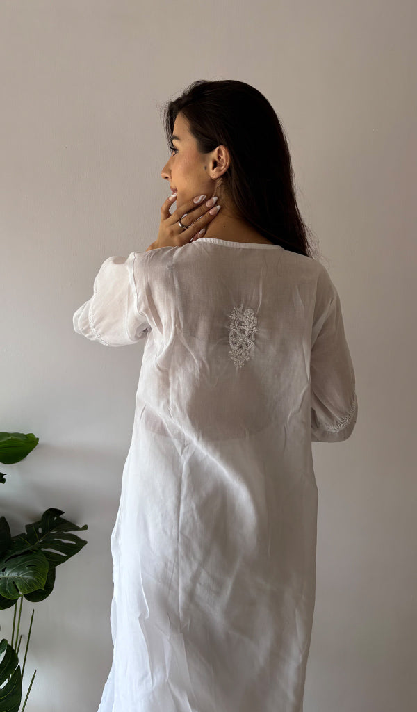 Women's Lakhnavi Handcrafted Cotton Chikankari Kurti - HONC0363226