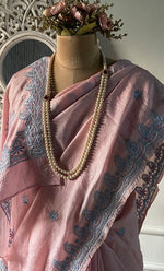 将图像加载到图库查看器中， Women&#39;s Lakhnavi Handcrafted Tussar Silk Chikankari Saree - HONC0289386
