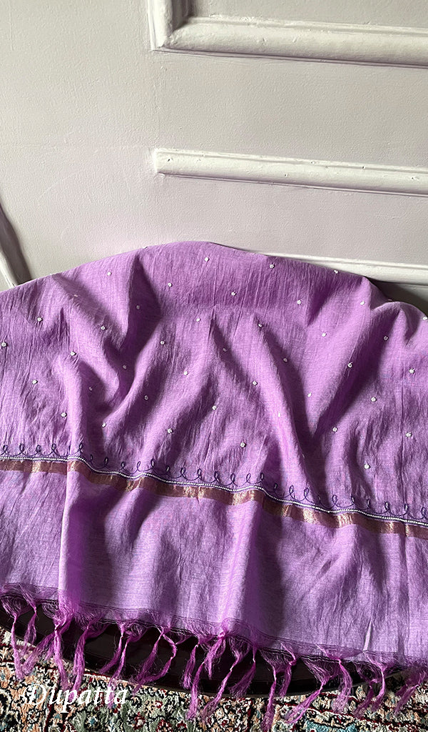 Women's Lakhnavi Handcrafted Unstitchd Mul Chanderi Kurta And Dupatta Set - HONC0330025