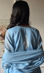 Load image into Gallery viewer, Women&#39;s Lakhnavi Handcrafted Mul Chanderi Chikankari Stitched Kurta, Dupatta And Pant Set - HONC0317786
