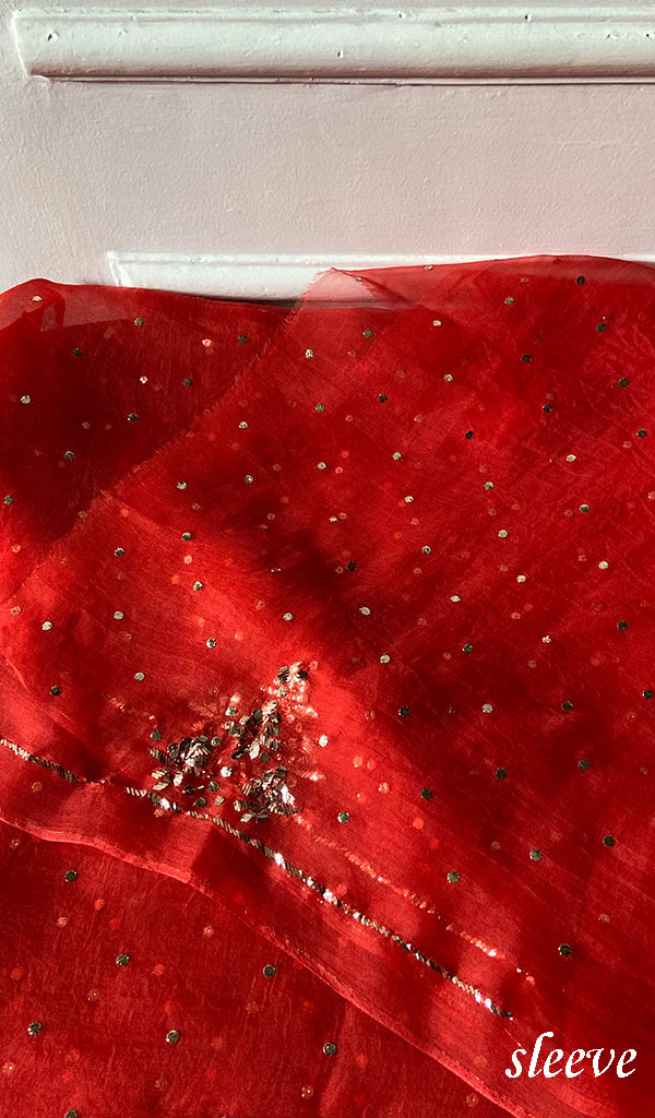 Marifa Women's Lakhnavi Handcrafted Pure Organza Chikankari Unstitched Kurta And Dupatta Set- HONC0336623