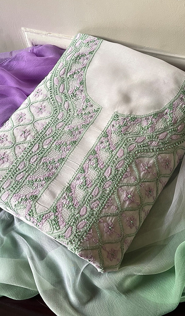 Women's Lakhnavi Handcrafted Cotton Chikankari Suit Material - HONC0291809