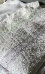 Load image into Gallery viewer, Women&#39;s Lucknowi Handcrafted Viscose Georgette Semi - Stitched Chikankari Anarkali and Dupatta Set- HONC0304399
