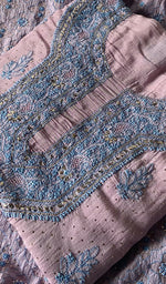 Load image into Gallery viewer, Women's Lakhnavi Handcrafted Mul Chanderi Unstitched Kurta And Dupatta Set - HONC0320354