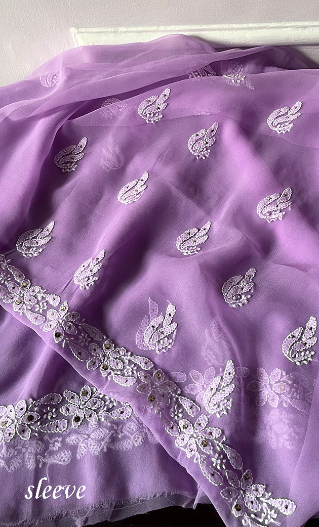 Women's Lucknowi Handcrafted Faux-Georgette Chikankari Suit Material - HONC0263370