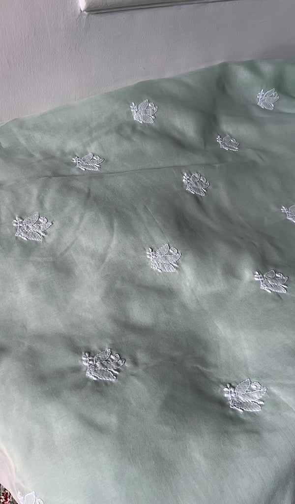 Women's Lakhnavi Handcrafted Cotton Unstitched Chikankari Suit Material - HONC0374492
