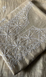 将图像加载到图库查看器中， Women's Lakhnavi Handcrafted Tissue Chanderi Unstitched Chikankari Kurta And Dupatta Set - HONC0328099