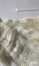 将图像加载到图库查看器中， Women's Lakhnavi Handcrafted Pure Organza Chikankari Unstitched Full Suit Material - HONC0361467