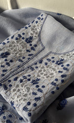 Load image into Gallery viewer, Women&#39;s Lakhnavi Handcrafted Pure Organza Chikankari Unstitched Kurta And Dupatta Set- HONC0320493
