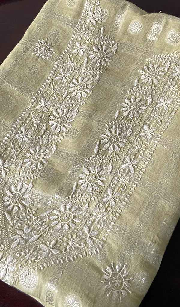Aarya Lucknowi Handcrafted Cotton Unstitched Chikankari Unstitched Unisex Kurta Fabric - HONC0335275