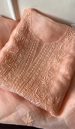 Load image into Gallery viewer, Women&#39;s Lakhnavi Handcrafted Pure Organza Chikankari Unstitched Kurta And Dupatta Set- HONC0266188
