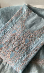 将图像加载到图库查看器中， Women's Lakhnavi Handcrafted Mul Chanderi Semi - stitched Kurta And Dupatta Set- HONC0305142