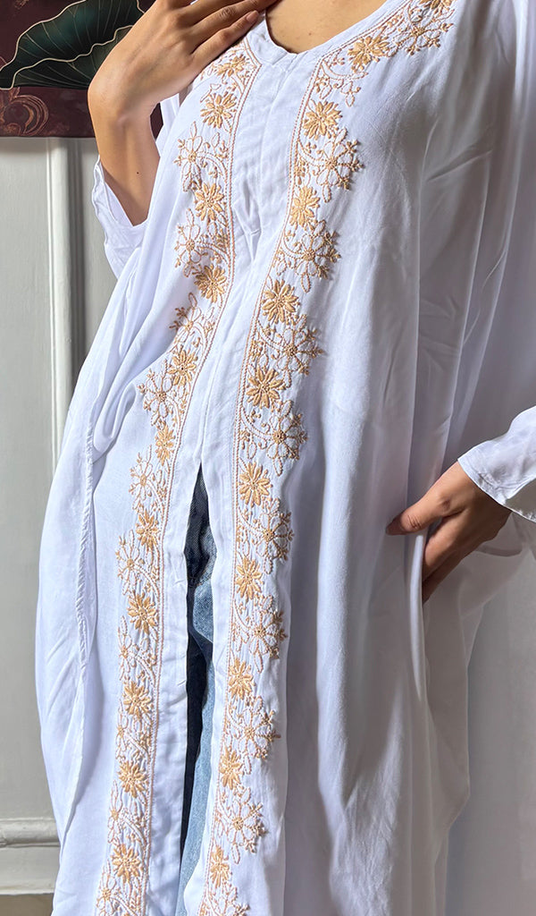 Women's Lucknowi Handcrafted Cotton Chikankari Kaftan - HONC0352340