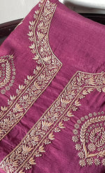 Load image into Gallery viewer, Lucknowi Handcrafted Munga Silk Chikankari Unstitched Men&#39;s Kurta Fabric - HONC0327308
