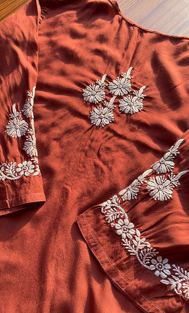 Women's Lucknowi Handcrafted Modal Cotton Chikankari Kurti - HONC0298733