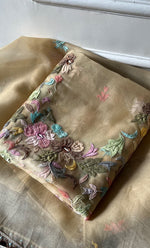 将图像加载到图库查看器中， Women&#39;s Lakhnavi Handcrafted Pure Organza Chikankari Unstitched Kurta And Dupatta Set- HONC0287004
