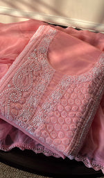 Load image into Gallery viewer, Women&#39;s Lakhnavi Handcrafted Unstitched Cotton Chikankari Suit Material - HONC0294096
