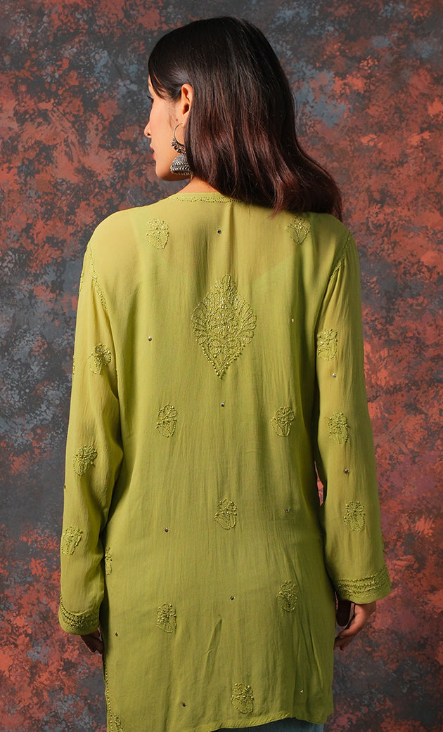 Women's Lucknowi Handcrafted Viscose Georgette Chikankari Top - HONC0327524