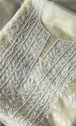 将图像加载到图库查看器中， Women&#39;s Lakhnavi Handcrafted Organza Chikankari Unstitched Full Suit Material - HONC0284626
