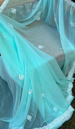 Load image into Gallery viewer, Women&#39;s Lakhnavi Handcrafted Faux-Georgette Chikankari Saree - HONC0188878
