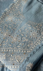 将图像加载到图库查看器中， Women&#39;s Lakhnavi Handcrafted Mul Chanderi Semi - stitched Kurta And Dupatta Set- HONC0282423
