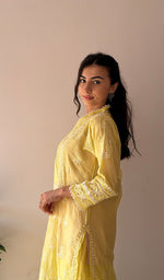 将图像加载到图库查看器中， Women's Lucknowi Handcrafted Mul Chanderi Stitched Chikankari Kurta And Plazzo Set- HONC0378802