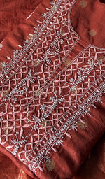将图像加载到图库查看器中， Women's Lakhnavi Handcrafted Mul Chanderi Unstitched Chikankari Full Suit Material - HONC0321896