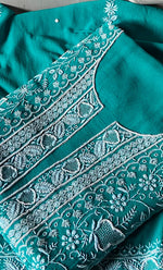 Load image into Gallery viewer, Women&#39;s Lakhnavi Handcrafted Pure Silk Georgette Chikankari Kurta And Dupatta Set- HONC0258089
