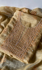 Load image into Gallery viewer, Women&#39;s Lakhnavi Handcrafted Organza Chikankari Unstitched Full Suit Material - HONC0271204
