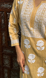 Load image into Gallery viewer, Women&#39;s Lucknowi Handcrafted Cotton Chikankari Kurti - HONC0208582
