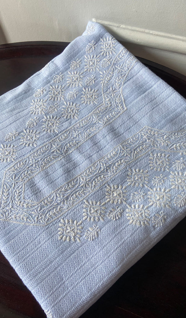 Aarya Lucknowi Handcrafted Cotton  Unstitched Chikankari Unstitched Unisex Kurta Fabric - HONC0786054