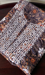 Load image into Gallery viewer, Women&#39;s Lakhnavi Handcrafted Cotton Chikankari Unstitched Kurti Fabric - HONC0315325
