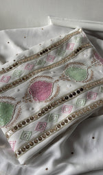 Load image into Gallery viewer, Women's Lucknowi Handcrafted Viscose Georgette Unstitched Chikankari Kurta and Dupatta Set- HONC0329581