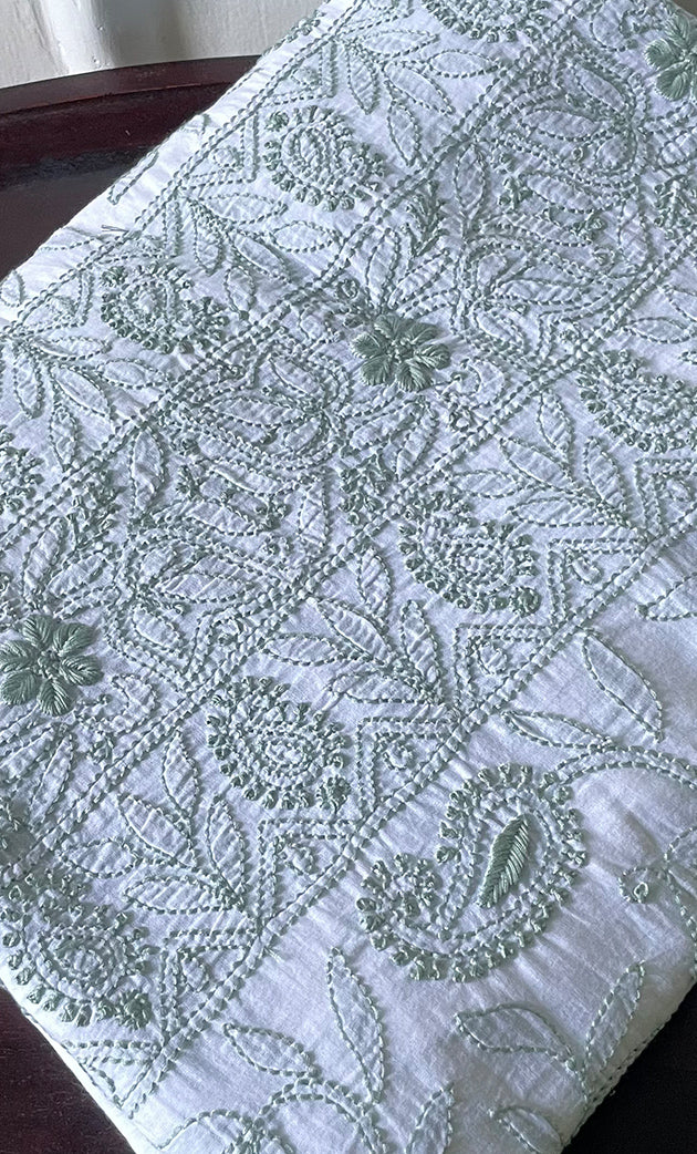 Women's Lakhnavi Handcrafted Cotton Chikankari Unstitched Kurti Fabric - HONC0318054