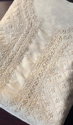 Load image into Gallery viewer, Lucknowi Handcrafted Munga Silk Chikankari Unstitched Men&#39;s Kurta Fabric - HONC0255839
