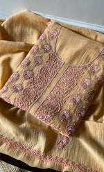 将图像加载到图库查看器中， Women&#39;s Lakhnavi Handcrafted Mul Chanderi Unstitched Kurta And Dupatta Set - HONC0302234
