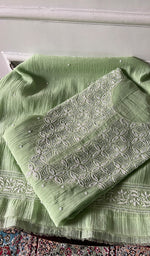 Load image into Gallery viewer, Women's Lakhnavi Handcrafted Mul Chanderi Semi - Stitched Kurta And Dupatta Set - HONC0348596