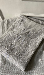 Load image into Gallery viewer, Women's Lakhnavi Handcrafted Tissue Chanderi Unstitched Chikankari Kurta And Dupatta Set - HONC0323645