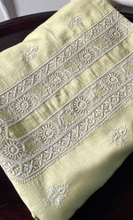 将图像加载到图库查看器中， Lucknowi Handcrafted Chanderi Silk Chikankari Unstitched Unisex Kurta Fabric - HONC0275124