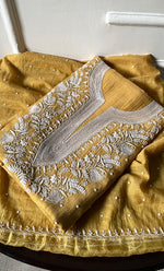 Load image into Gallery viewer, Women&#39;s Lakhnavi Handcrafted Mul Chanderi UnStitched Kurta And Dupatta Set - HONC0318600

