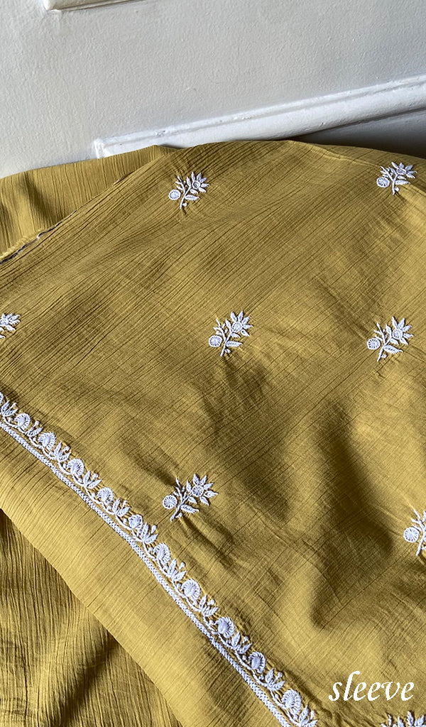 Women's Lakhnavi Handcrafted Cotton Unstitched Kurta And Dupatta Set - HONC0362874