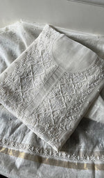 将图像加载到图库查看器中， Women&#39;s Lakhnavi Handcrafted Mul Chanderi Unstitched Kurta And Dupatta Set - HONC0298596
