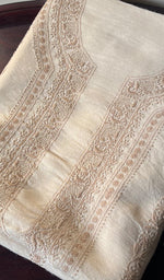 Load image into Gallery viewer, Lucknowi Handcrafted Munga Silk Chikankari Unstitched Men&#39;s Kurta Fabric - HONC0255818
