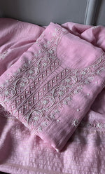 Load image into Gallery viewer, Women&#39;s Lakhnavi Handcrafted Mul Chanderi Unstitched Kurta And Dupatta Set- HONC0305200
