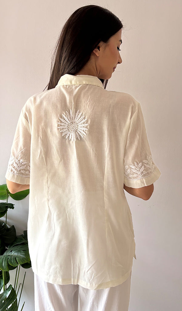 Women's Lakhnavi Handcrafted Cotton Chikankari Top - HONC0354102